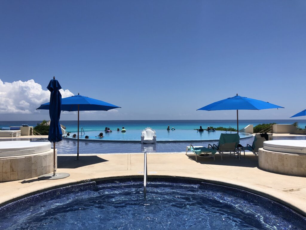 Oceanfront infinity pool at Live Aqua Cancun resort